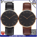 Yxl-007 2016 Moda Masculina Assistir Couro Genuíno De Aço Inoxidável Modelo Dw Preto Face Relógio De Quartzo